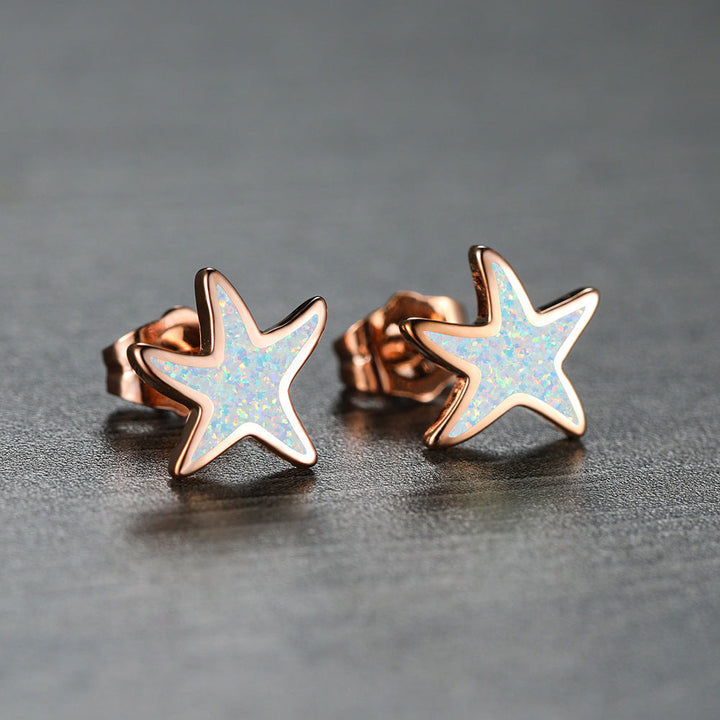 Blue Opal Starfish Earrings - Marina-Blue Opal-Silver-Nora Luxe