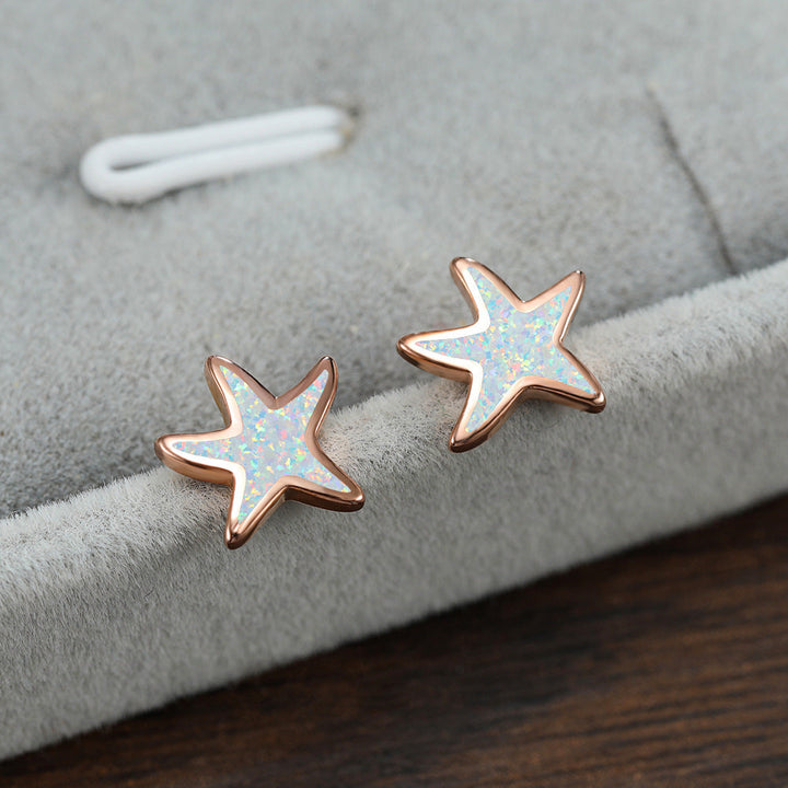 Blue Opal Starfish Earrings - Marina-Blue Opal-Silver-Nora Luxe