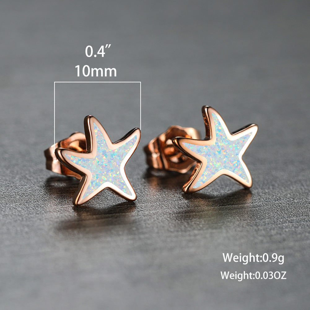 Blue Opal Starfish Earrings - Marina-Blue Opal-Silver-Nora Luxe