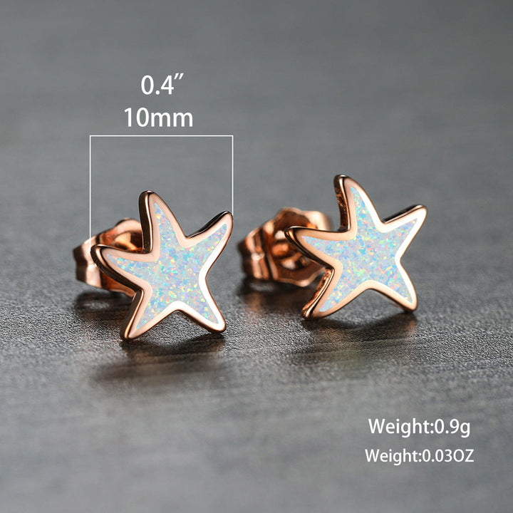 Blue Opal Starfish Earrings - Marina-Blue Opal-Silver-Nora Luxe