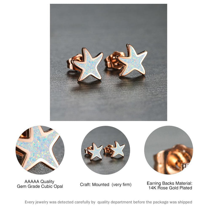 Blue Opal Starfish Earrings - Marina-Blue Opal-Silver-Nora Luxe