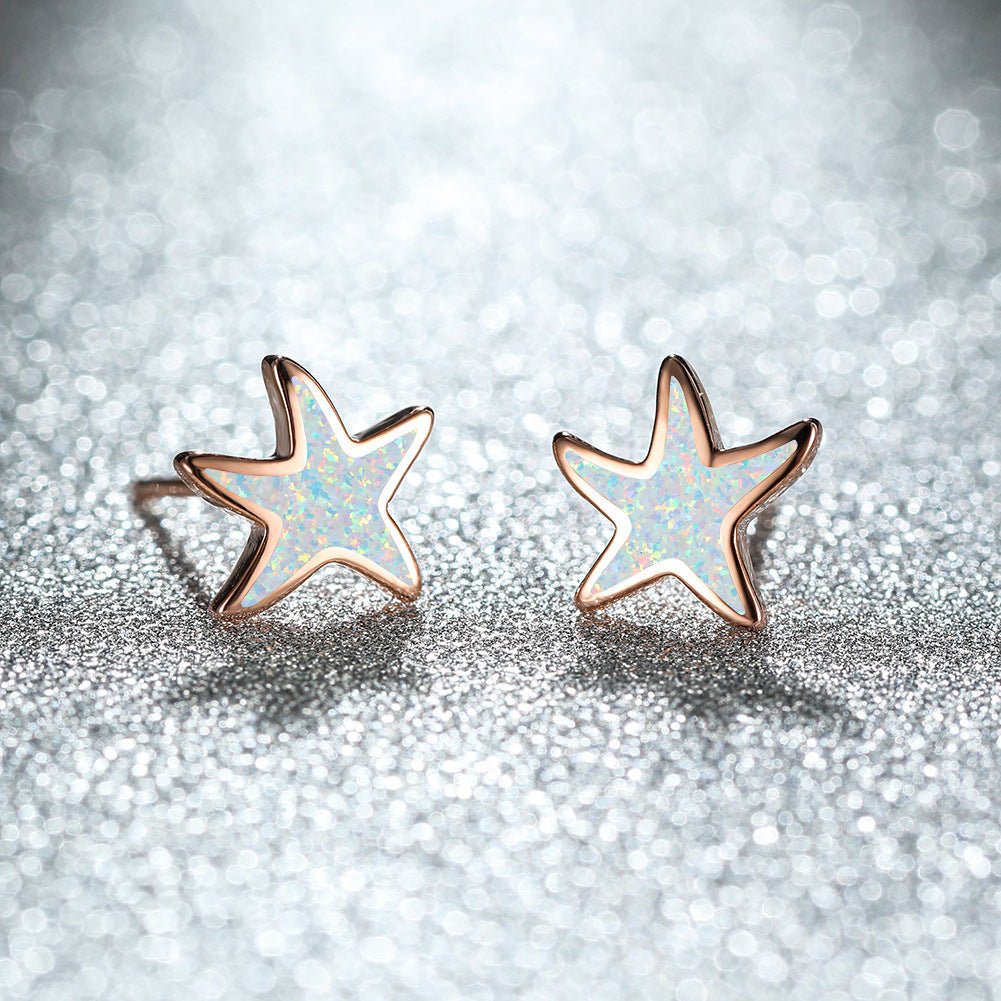 Blue Opal Starfish Earrings - Marina-Opal-Rose gold-Nora Luxe