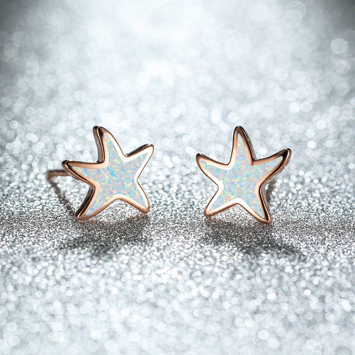 Blue Opal Starfish Earrings - Marina-Opal-Rose gold-Nora Luxe