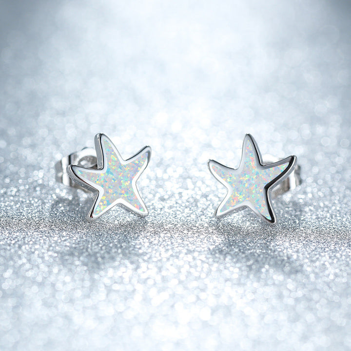 Blue Opal Starfish Earrings - Marina-Opal-Silver-Nora Luxe
