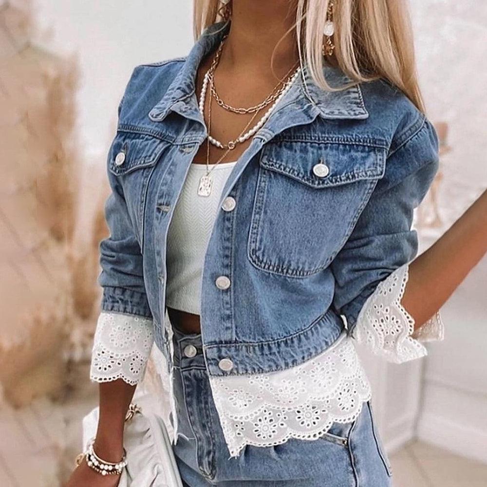 Blue Patchwork Denim Jacket - Rowena-S-Nora Luxe