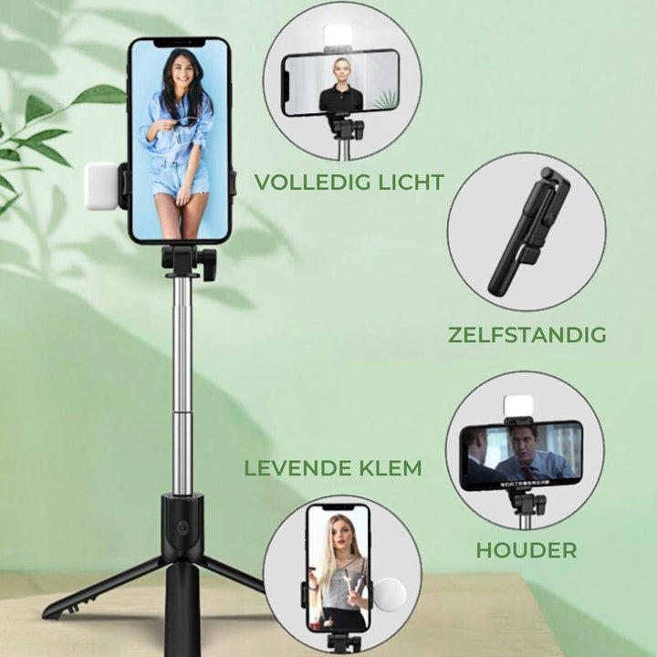 Bluetooth Selfie Stick & Tripod - FlexiShot-Black-Nora Luxe