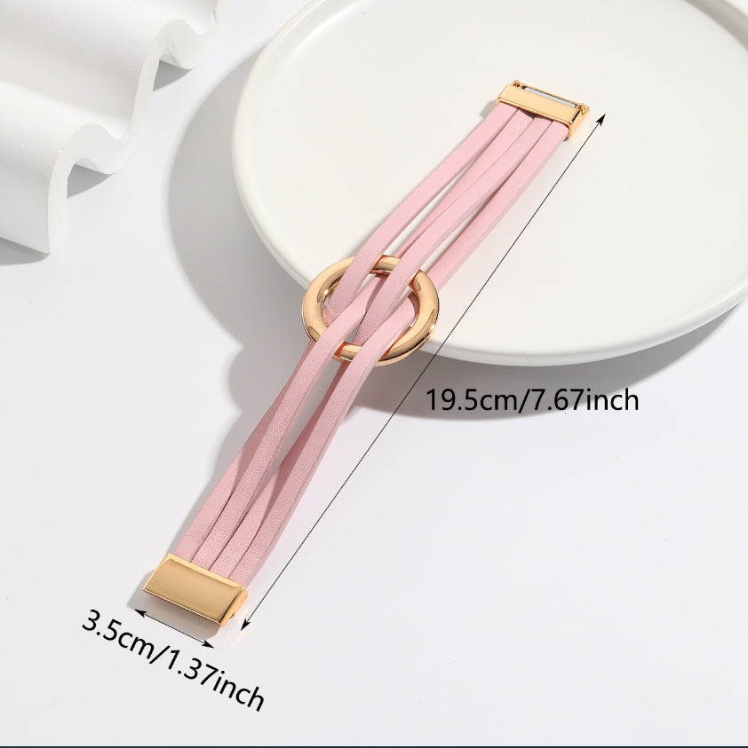 Bohemian Double Circle Leather Bracelet | Women's Fashion Jewellery-Pink-Nora Luxe
