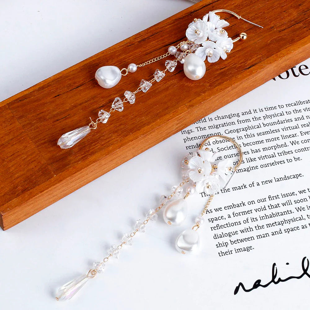 Bohemian Earrings | Pearl and Crystal Dangle Earrings-Nora Luxe