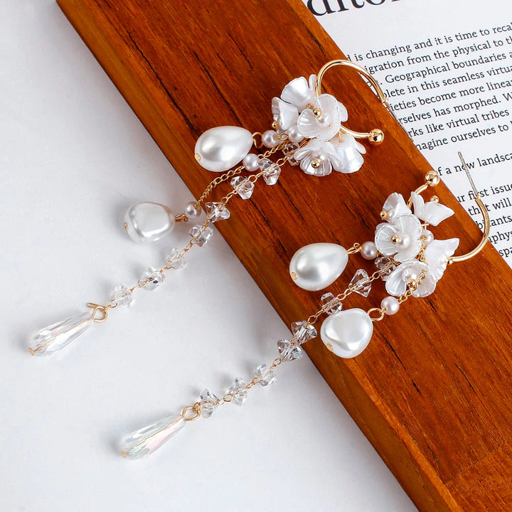 Bohemian Earrings | Pearl and Crystal Dangle Earrings-Nora Luxe