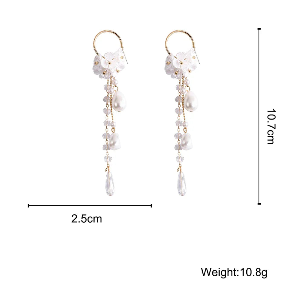 Bohemian Earrings | Pearl and Crystal Dangle Earrings-Nora Luxe