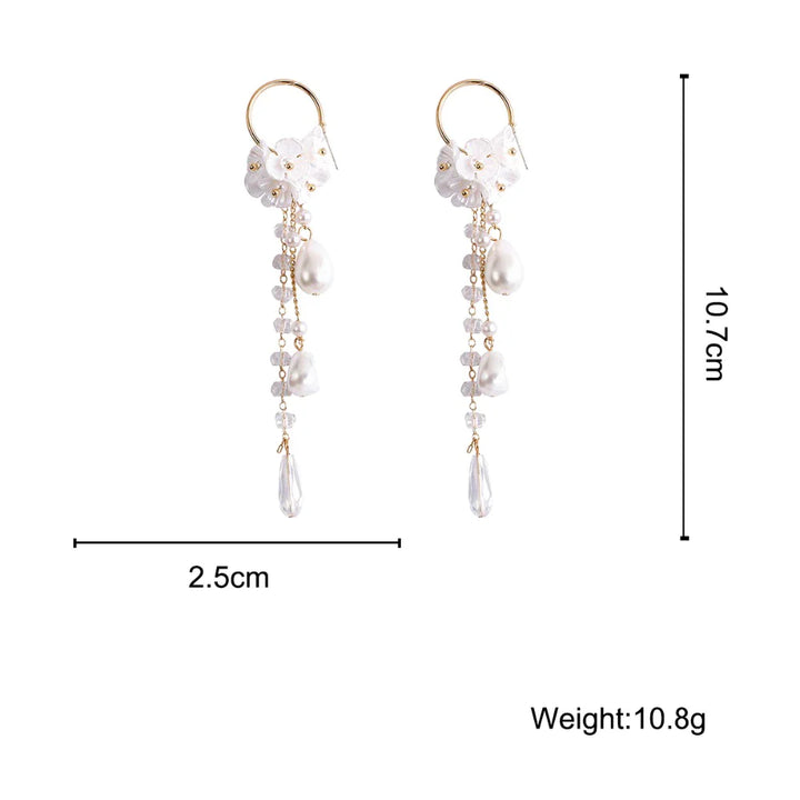Bohemian Earrings | Pearl and Crystal Dangle Earrings-Nora Luxe