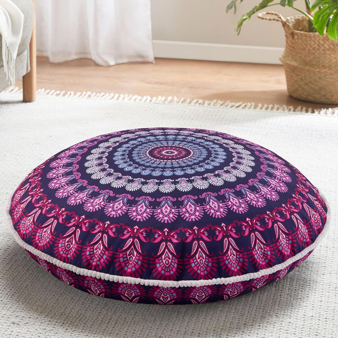 Bohemian Mandala Meditation Floor Cushion-Purple-Nora Luxe