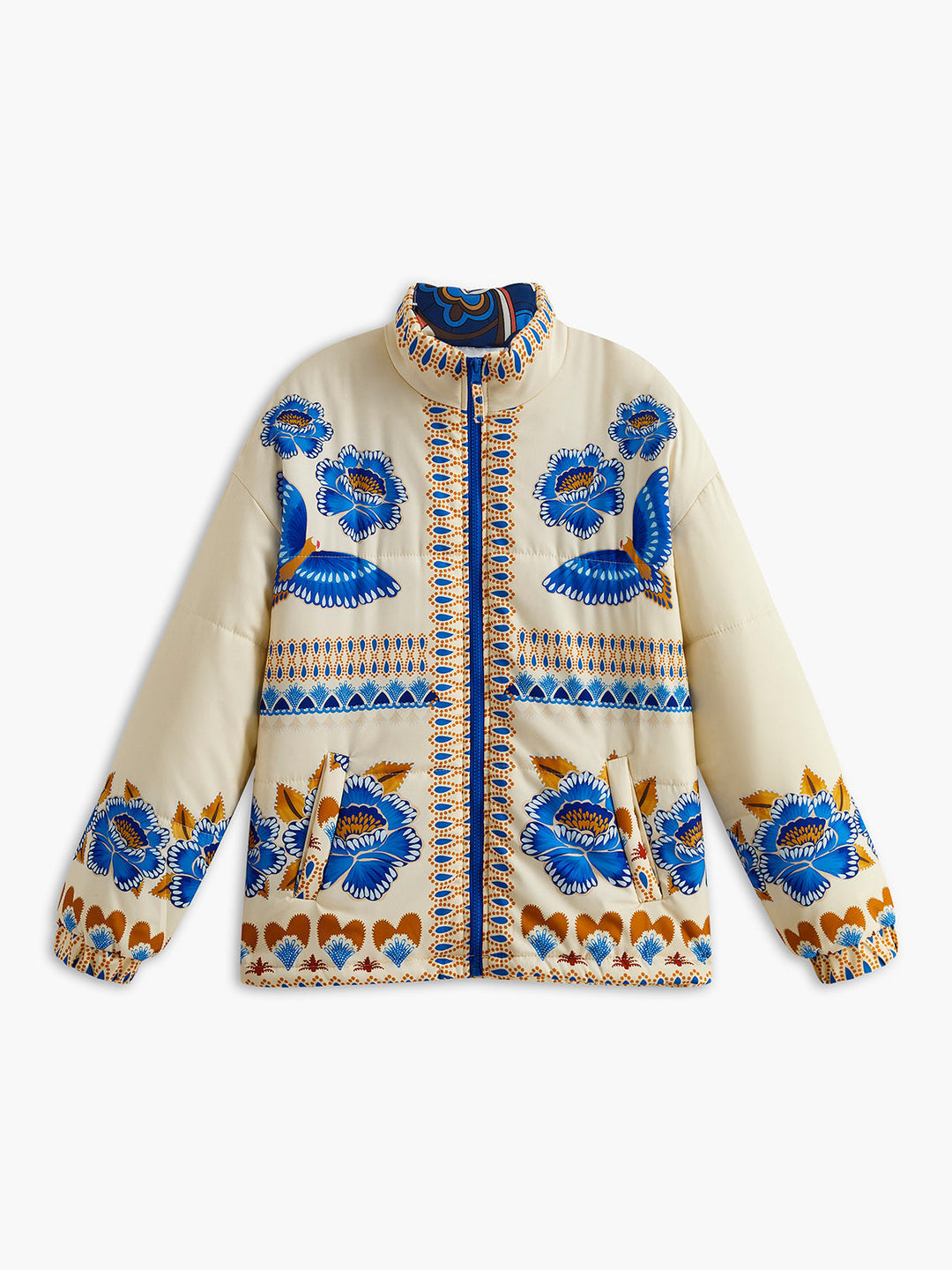 Bohemian Winter Jacket with Print and Zip - Zahara-S-Nora Luxe
