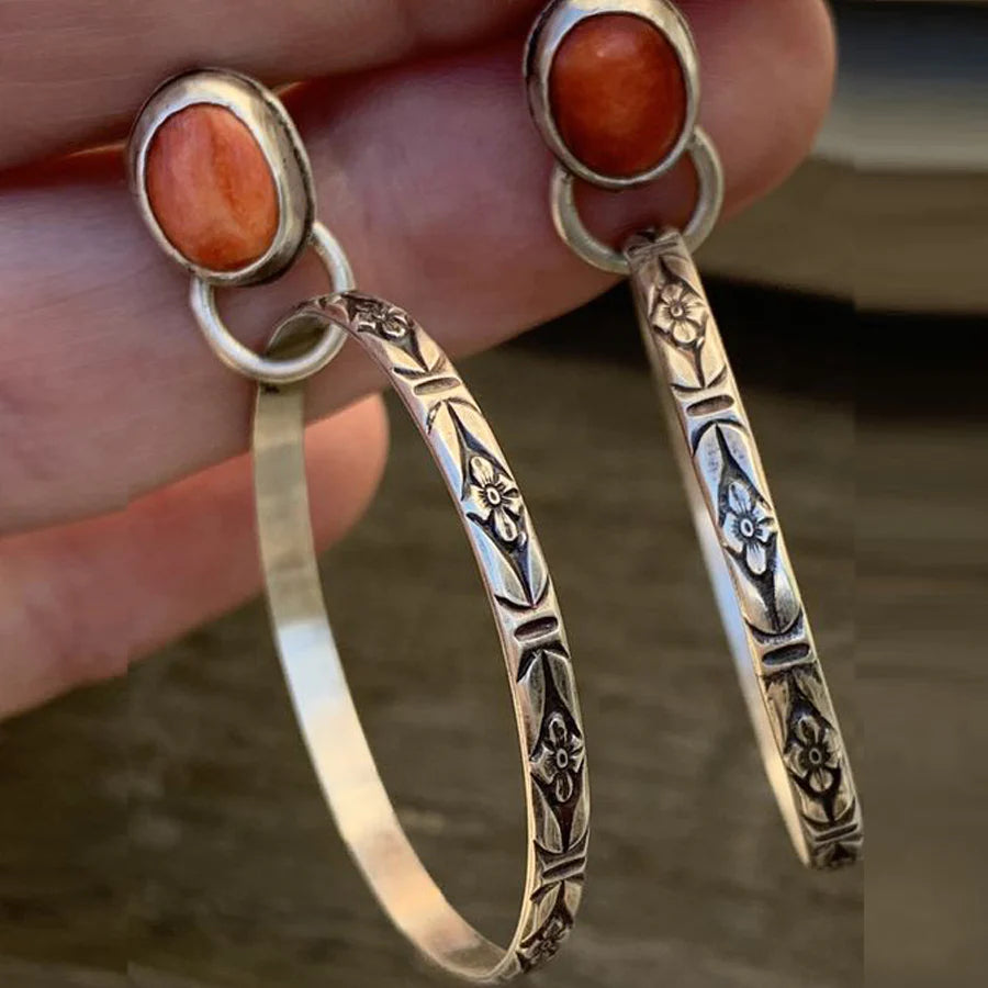 Boho Earrings Vintage Onyx - Esme-Red-Nora Luxe