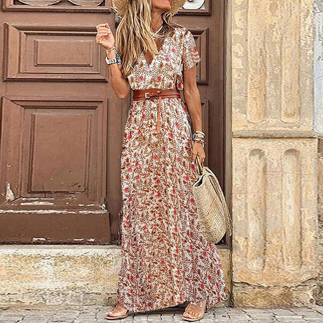 Boho Maxi Dress with Pattern for Women – Thalia-Red-S-Nora Luxe