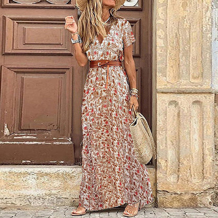 Boho Maxi Dress with Pattern for Women – Thalia-Red-S-Nora Luxe