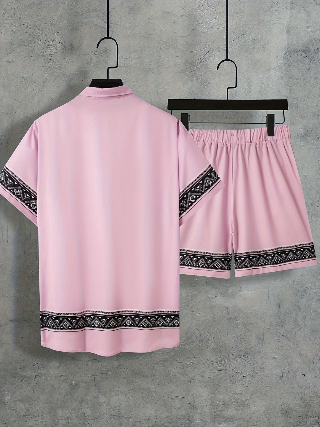 Boho Summer Set Men Two-Piece Shirt and Shorts Relaxed - Malik-Black-M-Nora Luxe