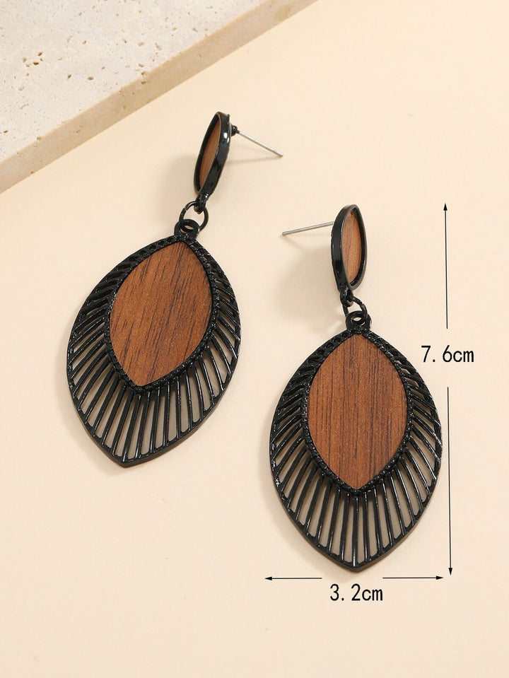 Boho Wood Teardrop Earrings | Trendy and Lightweight Jewellery-Style 1-Nora Luxe