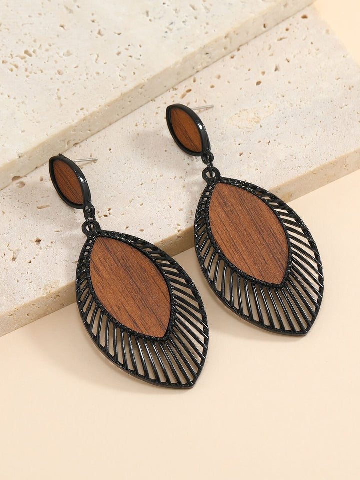Boho Wood Teardrop Earrings | Trendy and Lightweight Jewellery-Style 1-Nora Luxe
