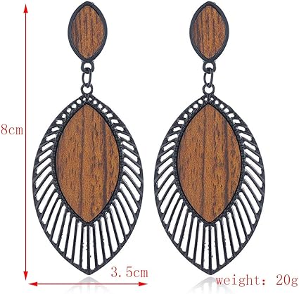Boho Wood Teardrop Earrings | Trendy and Lightweight Jewellery-Style 1-Nora Luxe
