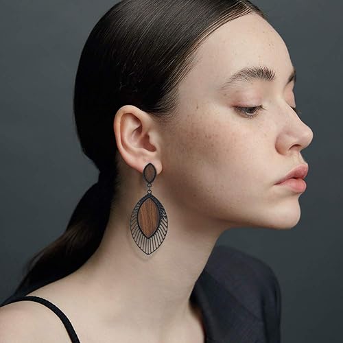 Boho Wood Teardrop Earrings | Trendy and Lightweight Jewellery-Style 1-Nora Luxe