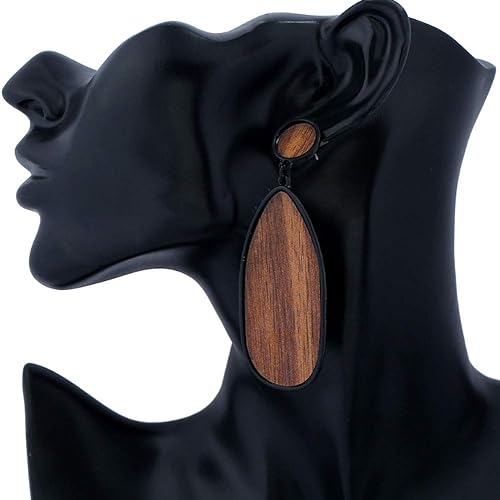 Boho Wood Teardrop Earrings | Trendy and Lightweight Jewellery-Style 1-Nora Luxe