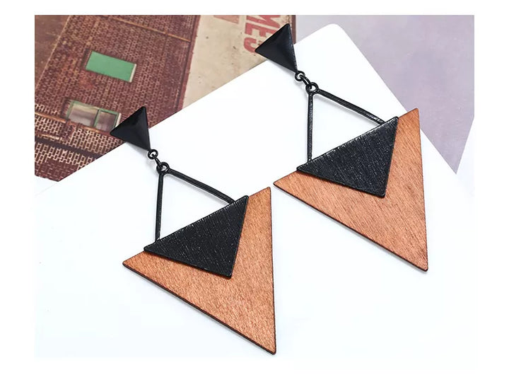 Boho Wood Teardrop Earrings | Trendy and Lightweight Jewellery-Style 1-Nora Luxe