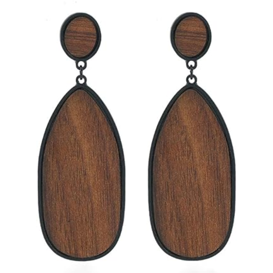 Boho Wood Teardrop Earrings | Trendy and Lightweight Jewellery-Style 3-Nora Luxe