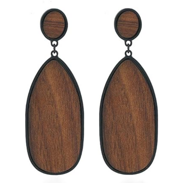 Boho Wood Teardrop Earrings | Trendy and Lightweight Jewellery-Style 3-Nora Luxe