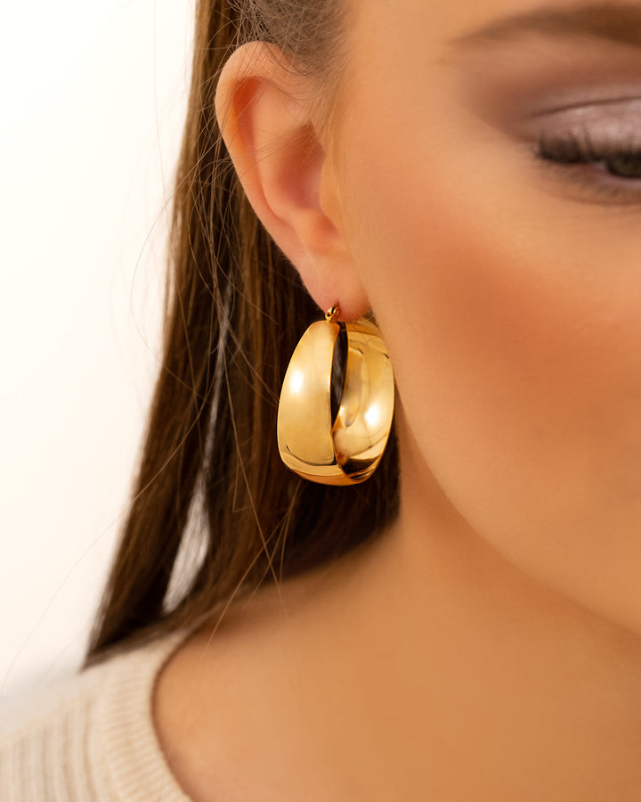 Bold Gold and Silver Statement Hoops-Gold-plated-Nora Luxe