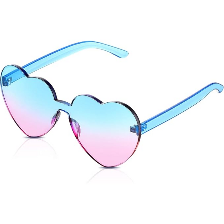 Borderless Heart-Shaped Transparent Sunglasses - Cora-Blue Pink-Nora Luxe