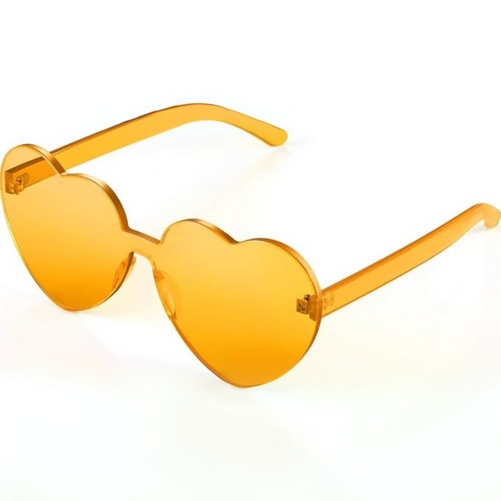 Borderless Heart-Shaped Transparent Sunglasses - Cora-Orange-Nora Luxe