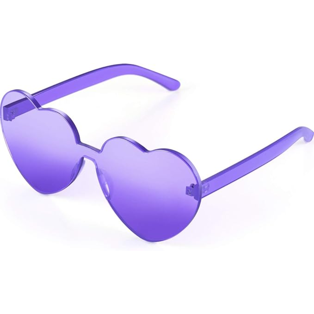 Borderless Heart-Shaped Transparent Sunglasses - Cora-Purple-Nora Luxe