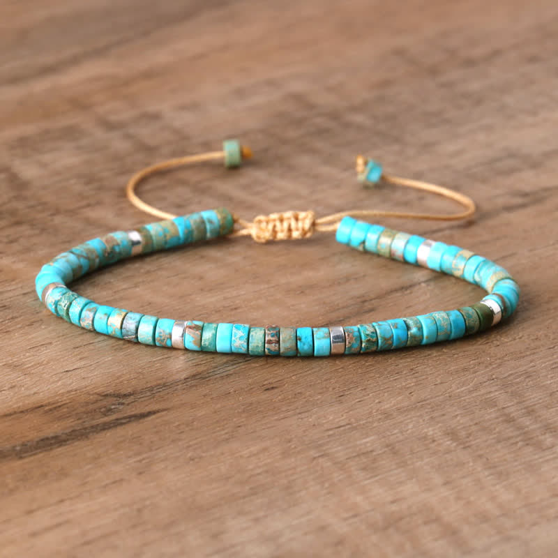 Braided Bracelet with 2.4 mm Natural Stone Rollers - Seraphina-Kaiserstein-Nora Luxe