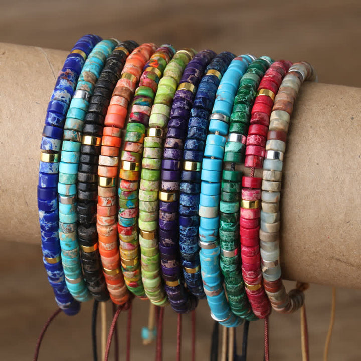 Braided Bracelet with 2.4 mm Natural Stone Rollers - Seraphina-Kaiserstein-Nora Luxe