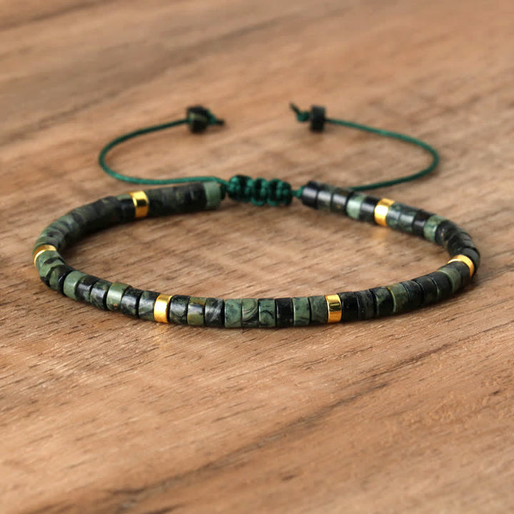 Braided Bracelet with 2.4 mm Natural Stone Rollers - Seraphina-Kambamba jasper-Nora Luxe