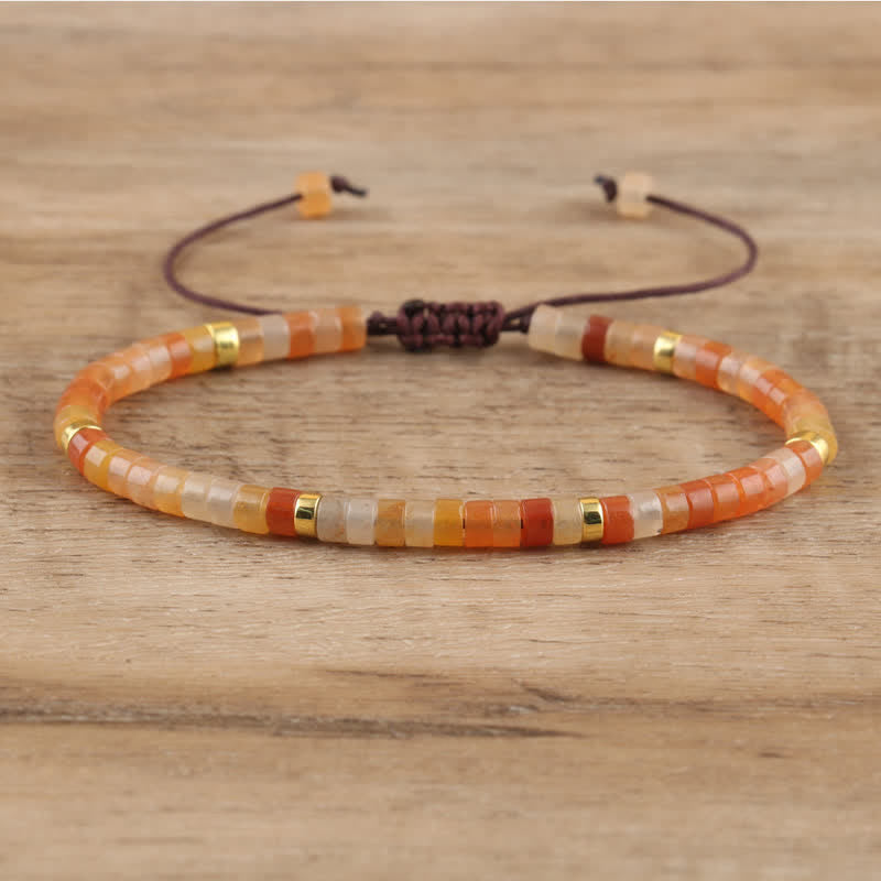 Braided Bracelet with 2.4 mm Natural Stone Rollers - Seraphina-Rode aventurijn-Nora Luxe