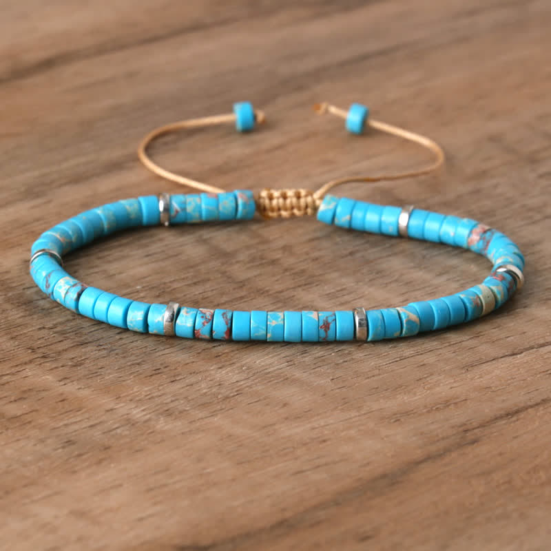 Braided Bracelet with 2.4 mm Natural Stone Rollers - Seraphina-Zee blue Kaiserstein-Nora Luxe