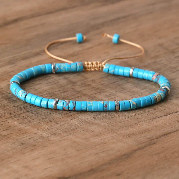 Braided Bracelet with 2.4 mm Natural Stone Rollers - Seraphina-Zee blue Kaiserstein-Nora Luxe