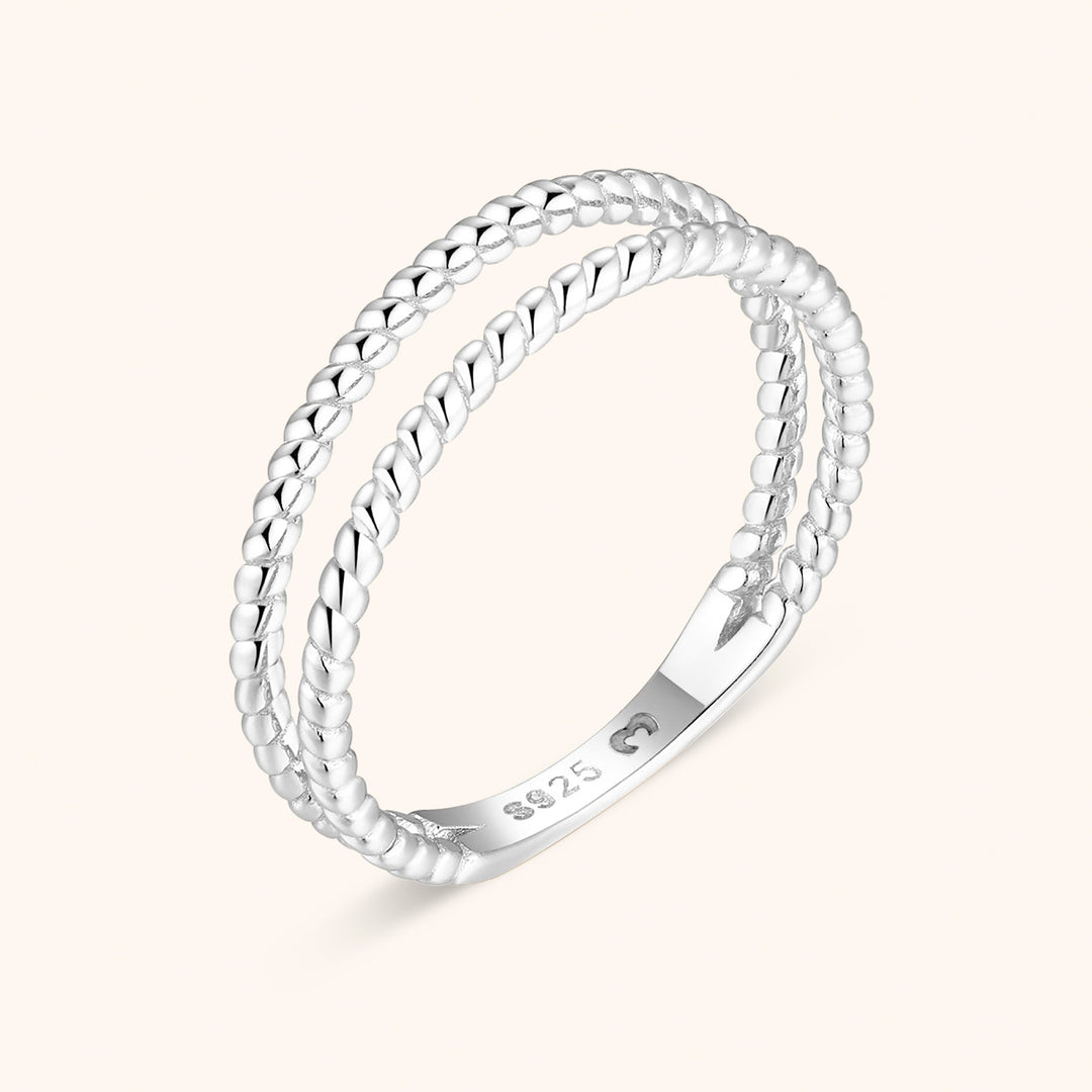 Braided Double Ring - Lina-Silver-6-Nora Luxe