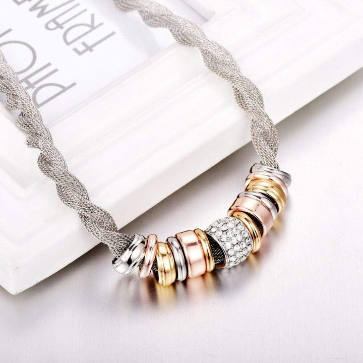 Braided Fashion Necklace - Lynora-Silver-Nora Luxe