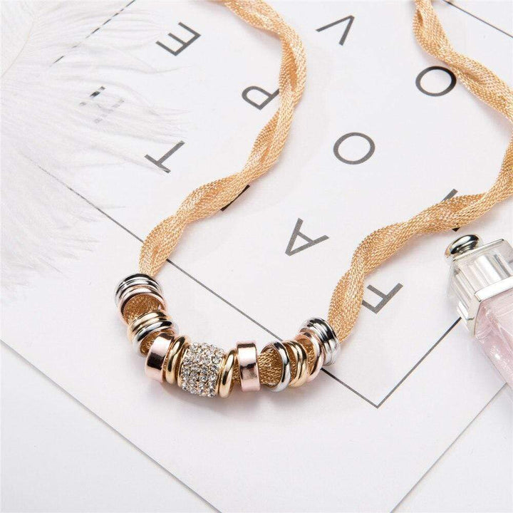 Braided Fashion Necklace - Lynora-Silver-Nora Luxe