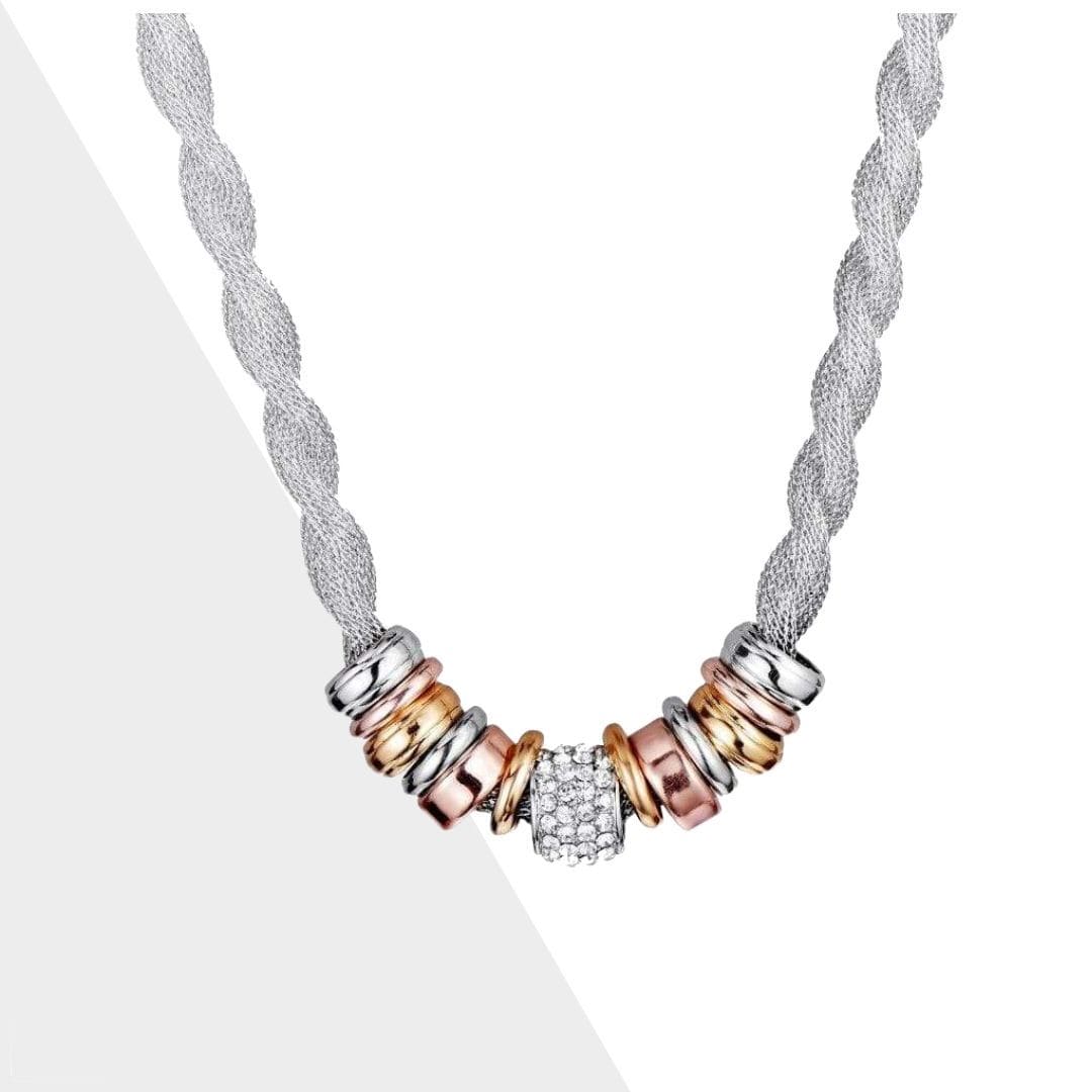 Braided Fashion Necklace - Lynora-Silver-Nora Luxe
