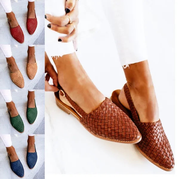 Braided Leather Women's Sandals - Lia-Brown-2.5-Nora Luxe