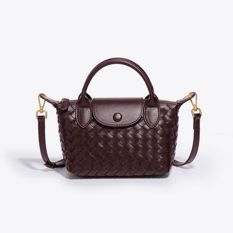 Braided Mini Bag - Elena-Bordeaux red-Nora Luxe