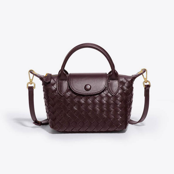Braided Mini Bag - Elena-Bordeaux red-Nora Luxe