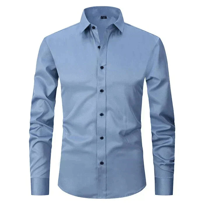 Breathable and Highly Elastic Shirt for Men - Felix-Blue (Black Buttons)-XS-Nora Luxe