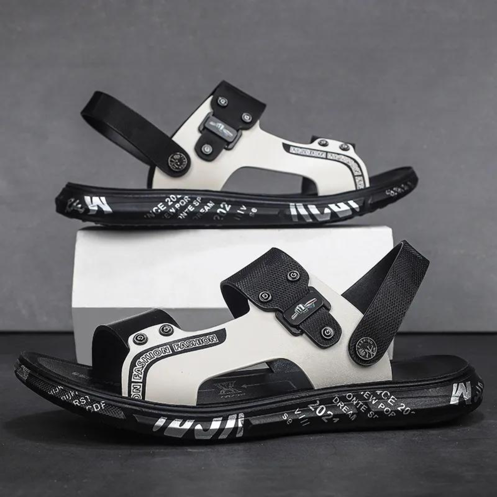 Breathable and Stylish Men's Sandals - Leandro-Black White-6.5-Nora Luxe