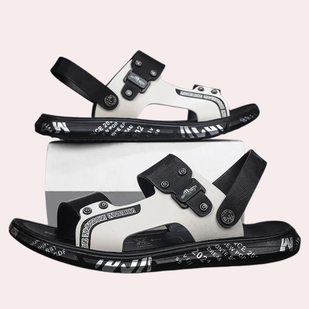 Breathable and Stylish Men's Sandals - Leandro-Brown White-6.5-Nora Luxe
