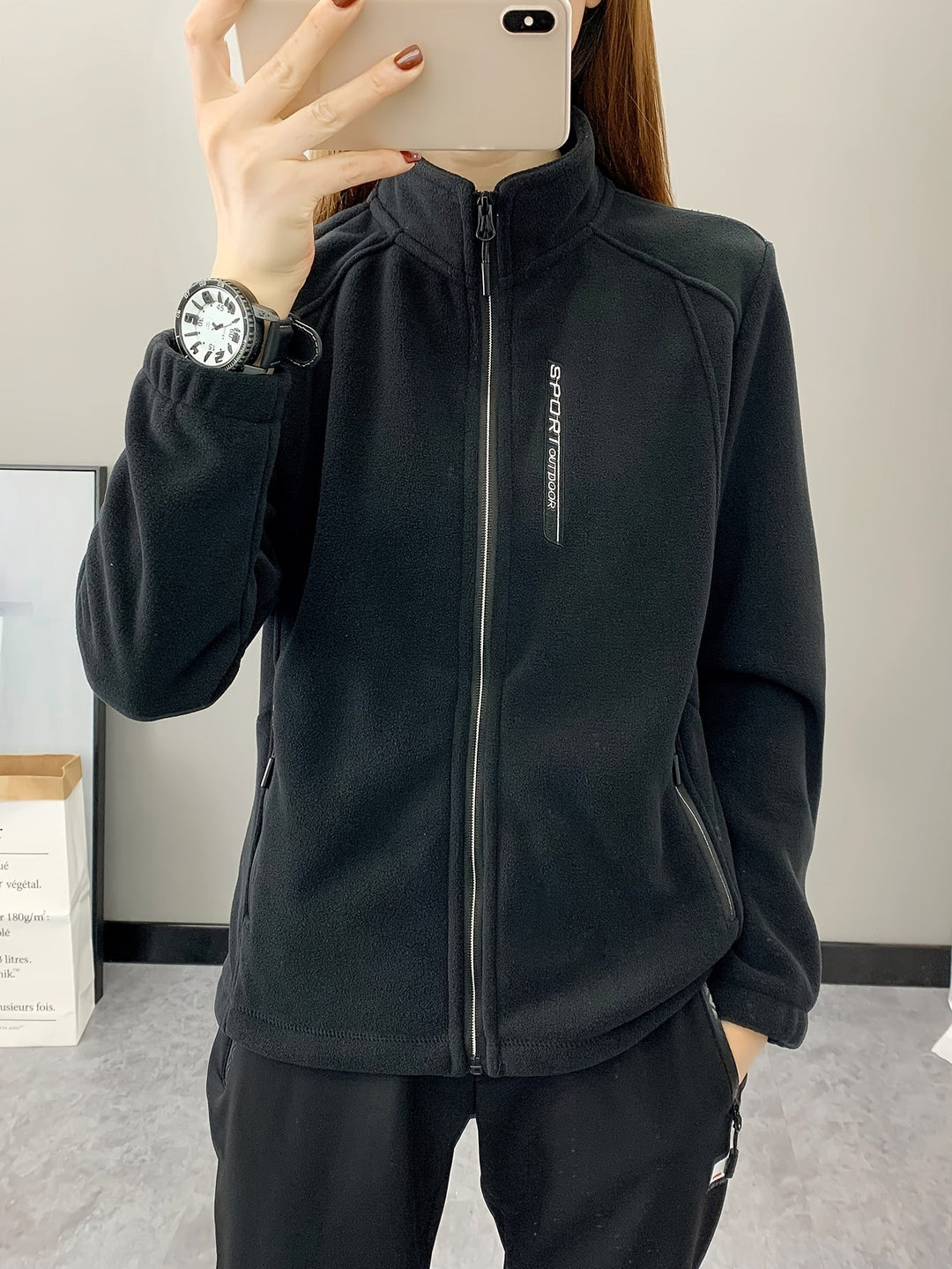 Breathable Fleece Jacket - Aurora-Black-XS-Nora Luxe